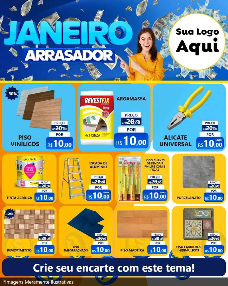 Modelo de Rede Social para Feed Instagram com o tema Janeiro Arrasador para Material para Construção