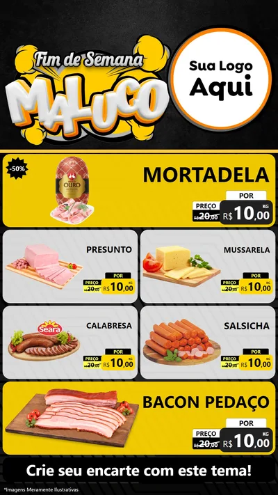 Modelo de TV para TV Vertical com o tema Fim de Semana Maluco para Frios e Laticínios