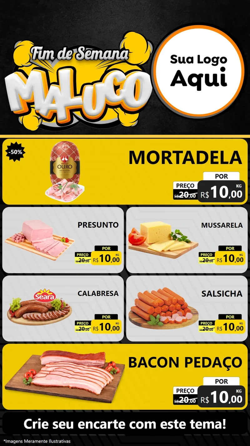 Modelo de TV para TV Vertical com o tema Fim de Semana Maluco para Frios e Laticínios