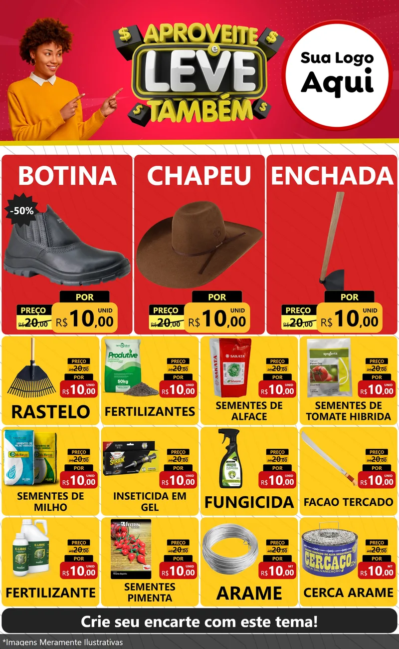 Modelo de Encarte para Encarte Grande com o tema Aproveite e Leve Também para Agropecuária