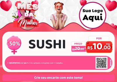 Modelo de Cartaz para Cartaz A4 Horizontal com o tema Mês da Mulher para Comida japonesa
