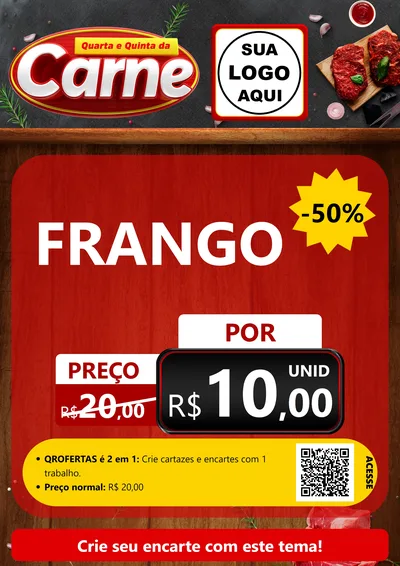 Modelo de Cartaz para Cartaz A4 Vertical com o tema Quarta e Quinta da Carne para Assados