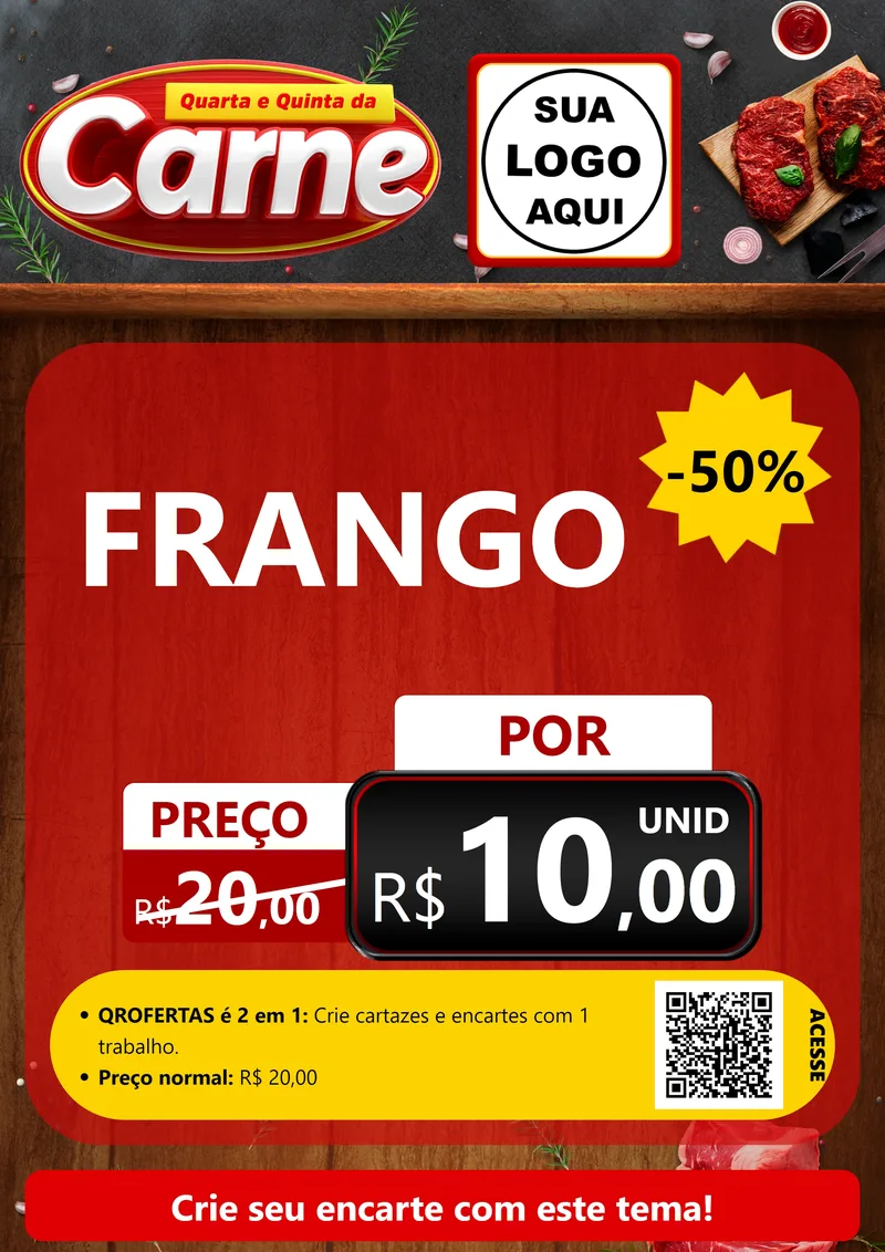 Modelo de Cartaz para Cartaz A4 Vertical com o tema Quarta e Quinta da Carne para Assados