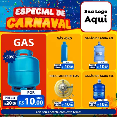Modelo de Rede Social para Feed Facebook com o tema Especial de Carnaval para Água e gás