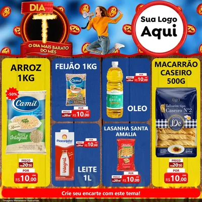 Modelo de Rede Social para Feed Facebook com o tema Dia T - O Dia Mais Barato Do Mês para Supermercado