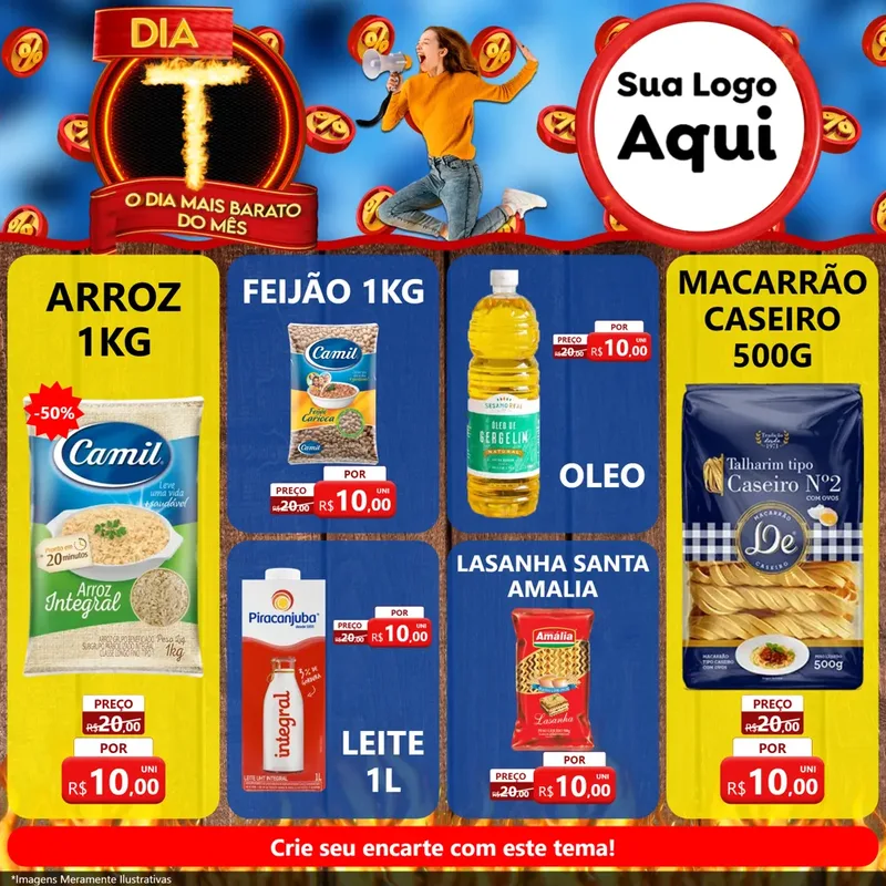Modelo de Rede Social para Feed Facebook com o tema Dia T - O Dia Mais Barato Do Mês para Supermercado