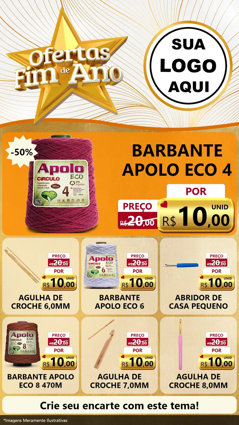 Modelo de Rede Social para Stories com o tema Ofertas Fim de Ano para Armarinho e Aviamentos