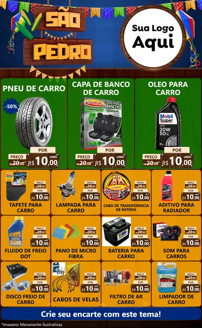 Modelo de Encarte para Encarte Grande com o tema São Pedro para Auto peças