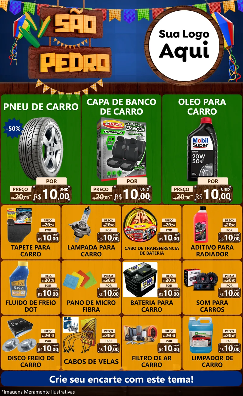 Modelo de Encarte para Encarte Grande com o tema São Pedro para Auto peças