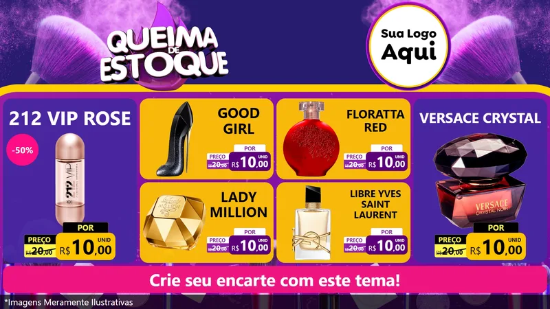 Modelo de TV para TV Horizontal com o tema Queima de Estoque para Perfumes