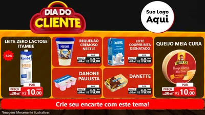 Modelo de TV para TV Horizontal com o tema Dia do Cliente para Frios e Laticínios