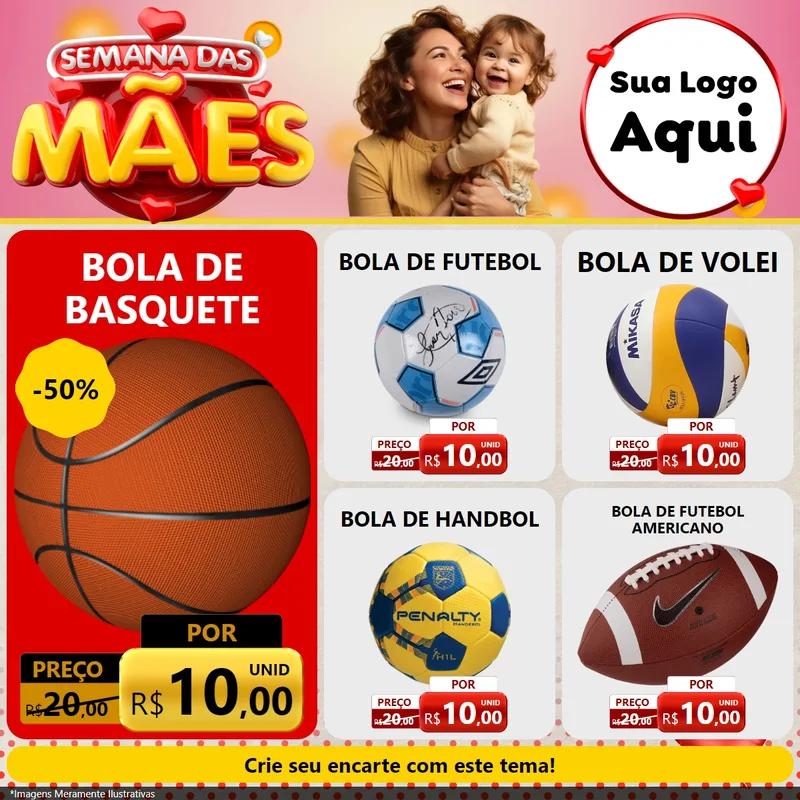 Modelo de Rede Social para Feed Facebook com o tema Semana das Mães para Artigos Esportivos