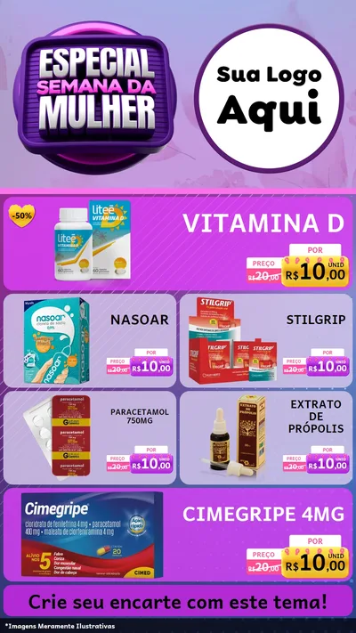 Modelo de TV para TV Vertical com o tema Especial Semana da Mulher para Farmácia
