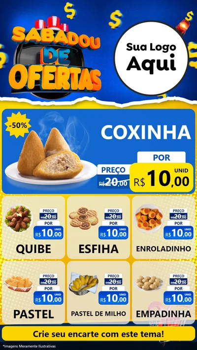 Modelo de Rede Social para Stories com o tema Sabadou de Ofertas para Salgadaria