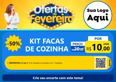 Modelo de Cartaz para Cartaz A4 Horizontal com o tema Ofertas de Fevereiro para Utilidades Domésticas