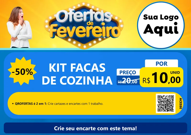 Modelo de Cartaz para Cartaz A4 Horizontal com o tema Ofertas de Fevereiro para Utilidades Domésticas