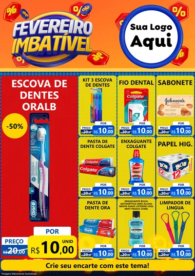 Modelo de Encarte para Encarte A4 Vertical com o tema Fevereiro Imbatível para Higiene Pessoal