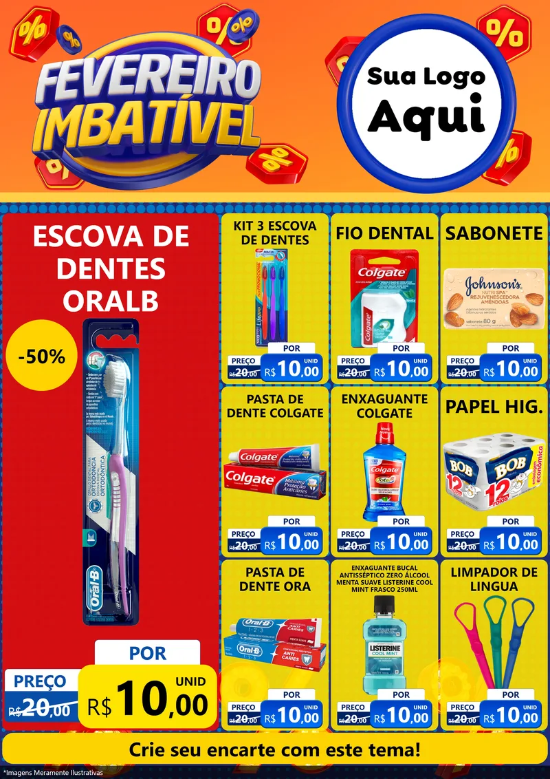 Modelo de Encarte para Encarte A4 Vertical com o tema Fevereiro Imbatível para Higiene Pessoal