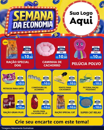 Modelo de Rede Social para Feed Instagram com o tema Semana da Economia para Pet Shop