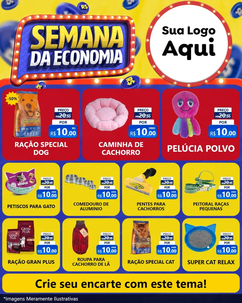 Modelo de Rede Social para Feed Instagram com o tema Semana da Economia para Pet Shop