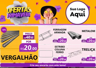 Modelo de Encarte para Encarte A4 Horizontal com o tema Ofertas Da Primavera para Ferragens
