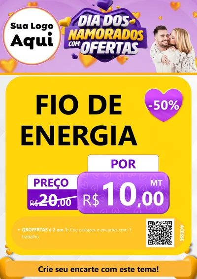 Modelo de Cartaz para Cartaz A4 Vertical com o tema Dia Dos Namorados Com Ofertas para Materiais Elétricos