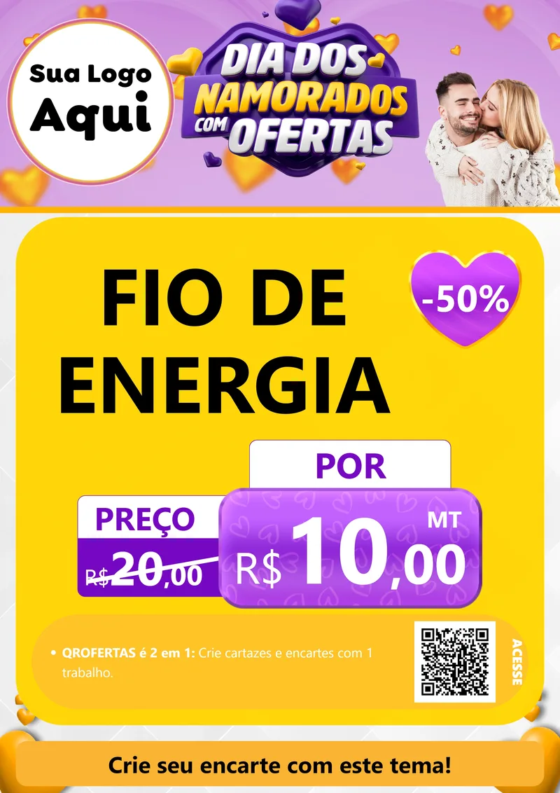 Modelo de Cartaz para Cartaz A4 Vertical com o tema Dia Dos Namorados Com Ofertas para Materiais Elétricos