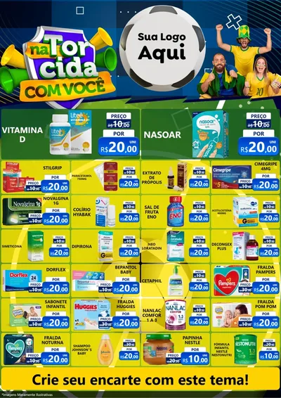 Modelo de Encarte para Encarte A4 Vertical com o tema Na Torcida Com Você - Copa para Farmácia