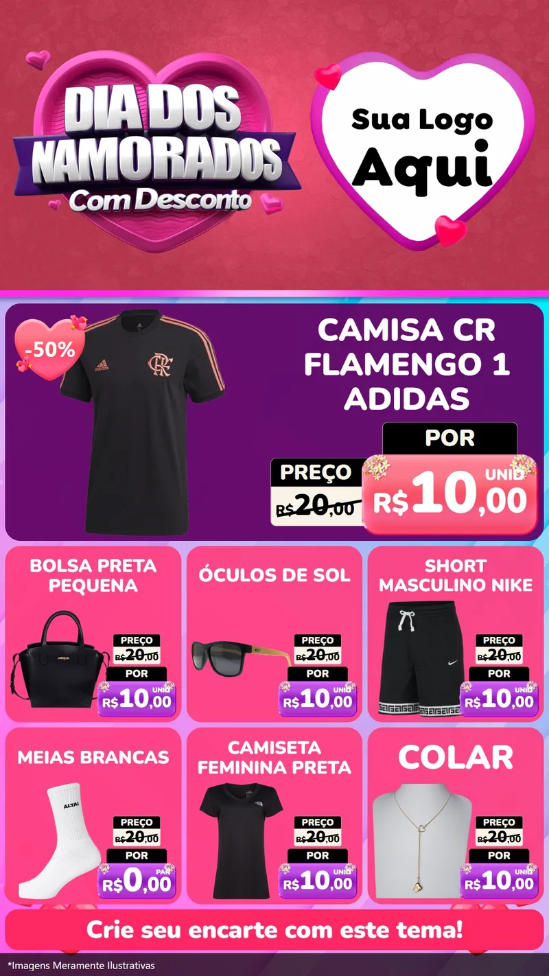 Modelo de Rede Social para Stories com o tema Dia Dos Namorados Com Desconto para Roupas e acessórios