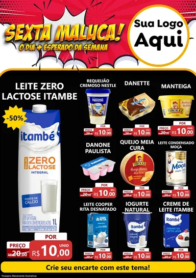 Modelo de Encarte para Encarte A4 Vertical com o tema Sexta Maluca! para Frios e Laticínios
