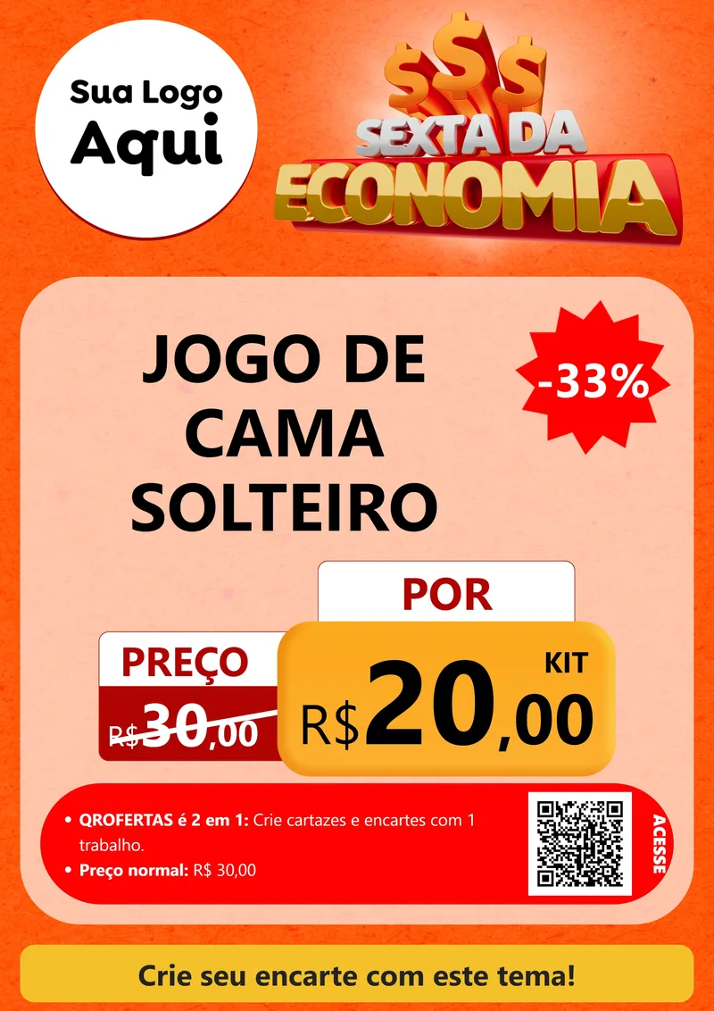 Modelo de Cartaz para Cartaz A4 Vertical com o tema Sexta da Economia para Cama, Mesa e Banho