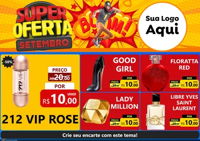 Modelo de Encarte para Encarte A4 Horizontal com o tema Super Oferta Setembro para Perfumes