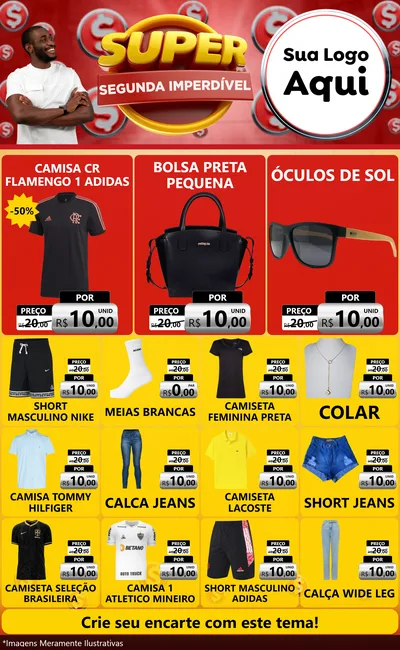 Modelo de Encarte para Encarte Grande com o tema Super Segunda Imperdível para Roupas e acessórios