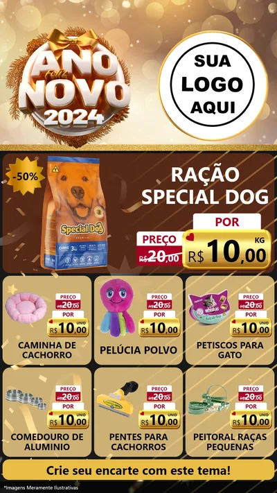 Modelo de Rede Social para Stories com o tema Feliz Ano Novo 2027 para Pet Shop