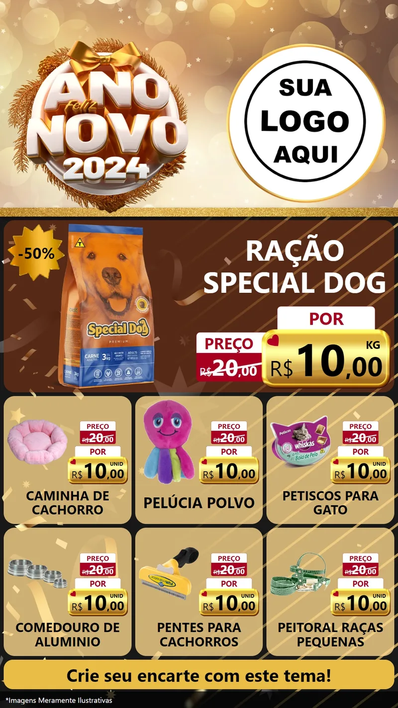 Modelo de Rede Social para Stories com o tema Feliz Ano Novo 2027 para Pet Shop