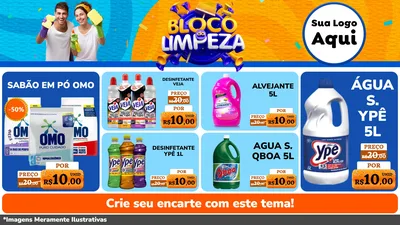 Modelo de TV para TV Horizontal com o tema Bloco da Limpeza para Produtos de Limpeza