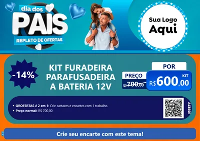 Modelo de Cartaz para Cartaz A4 Horizontal com o tema Dia Dos Pais Repleto de Ofertas para Maquinas e Ferramentas