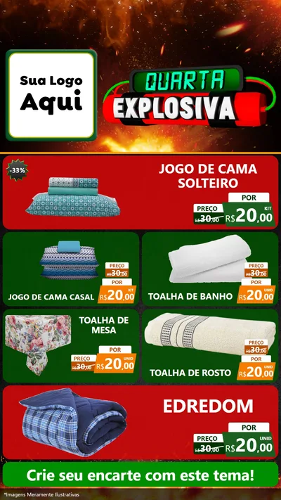 Modelo de TV para TV Vertical com o tema Quarta Explosiva para Cama, Mesa e Banho