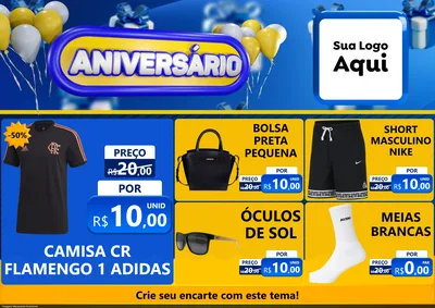 Modelo de Encarte para Encarte A4 Horizontal com o tema Aniversário para Roupas e acessórios