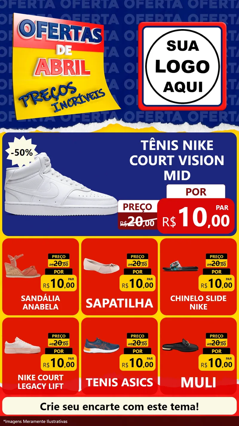 Modelo de Rede Social para Stories com o tema Ofertas de Abril - Preços Incríveis para Calçados