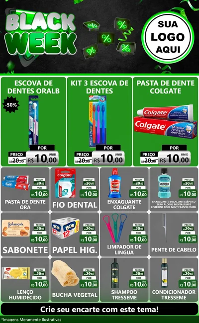 Modelo de Encarte para Encarte Grande com o tema Black Week para Higiene Pessoal