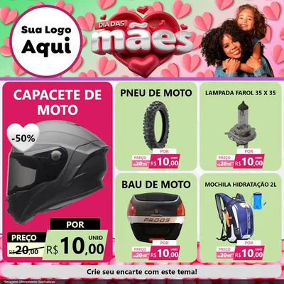 Modelo de Rede Social para Feed Facebook com o tema Dia das Mães para Moto peças