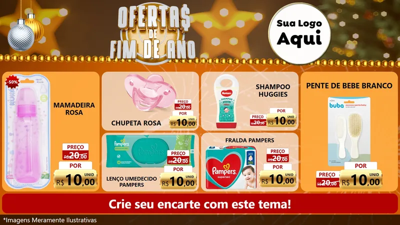 Modelo de TV para TV Horizontal com o tema Ofertas de Fim de Ano para Bebês