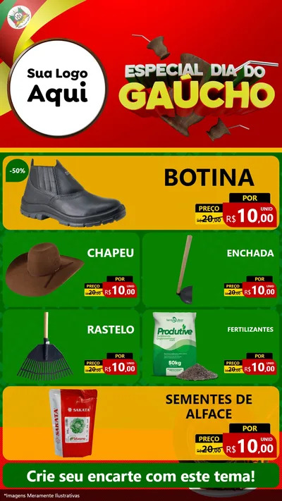 Modelo de TV para TV Vertical com o tema Especial Dia do Gaúcho para Agropecuária
