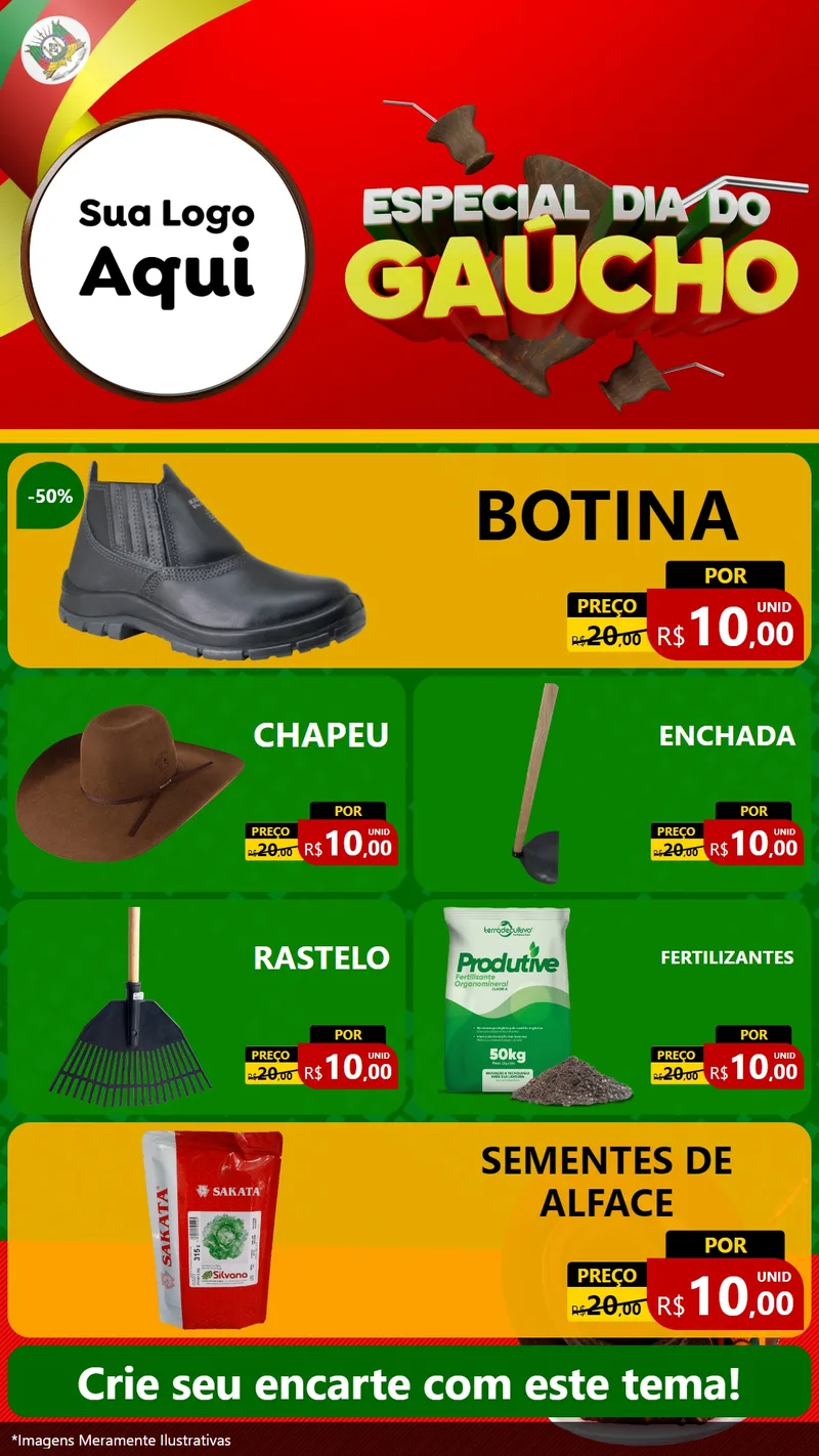 Modelo de TV para TV Vertical com o tema Especial Dia do Gaúcho para Agropecuária