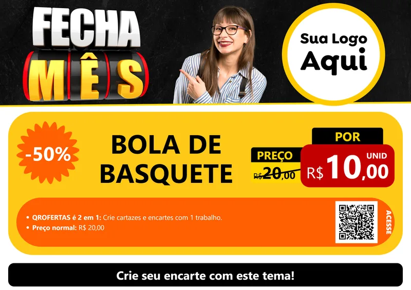 Modelo de Cartaz para Cartaz A4 Horizontal com o tema Fecha Mês para Artigos Esportivos