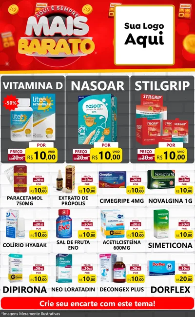 Modelo de Encarte para Encarte Grande com o tema Mais Barato para Farmácia