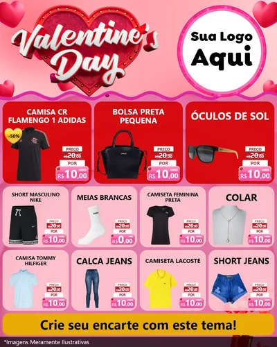 Modelo de Rede Social para Feed Instagram com o tema Valentine's Day para Roupas e acessórios
