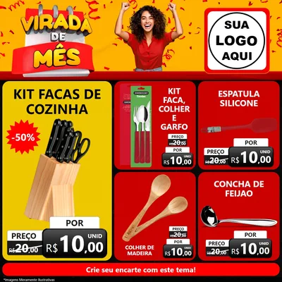 Modelo de Rede Social para Feed Facebook com o tema Virada de Mês para Utilidades Domésticas