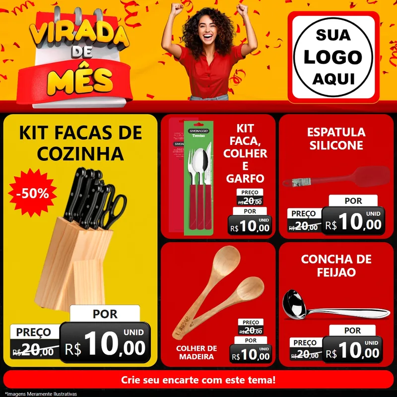 Modelo de Rede Social para Feed Facebook com o tema Virada de Mês para Utilidades Domésticas